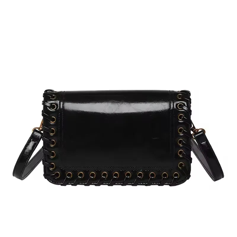 Minimalist Chic PU Leather Weave Flip Design Handbags - Flossy Mom