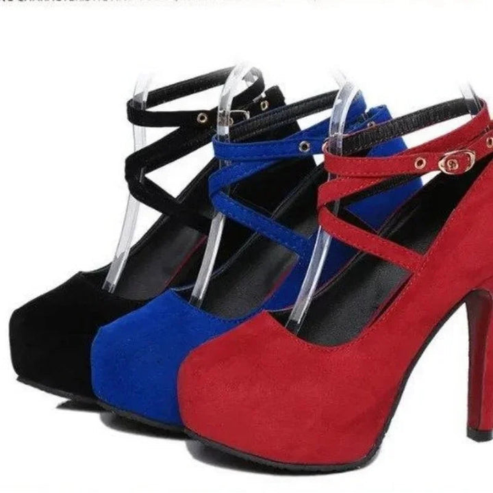Seductive Buckle Strap Round Toe Stiletto High Heels Shoes - Gen U Us Products