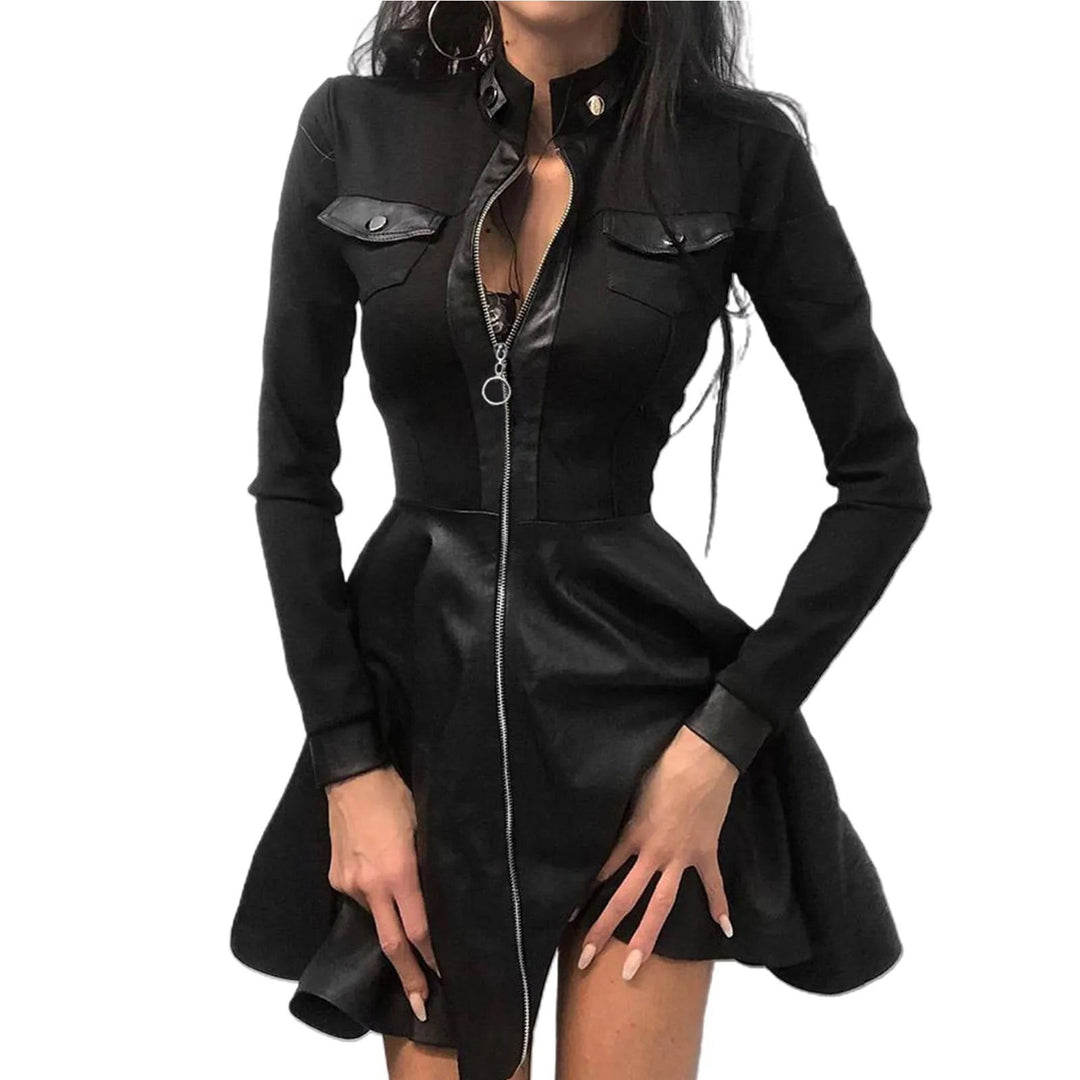 Seductive Faux Leather Lace Trim High Waist Mini Dresses - Gen U Us Products -  