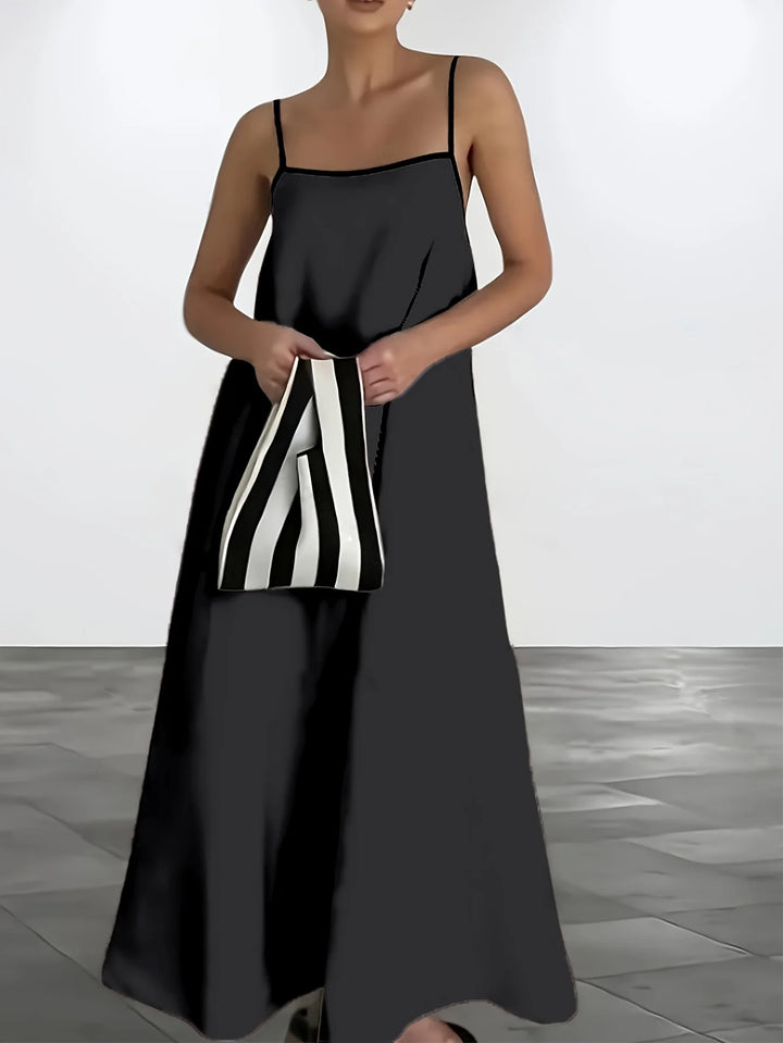 Women's Plus Size Satin Spaghetti Strap Maxi Dress – Loose Airy Beach Summer Dresses