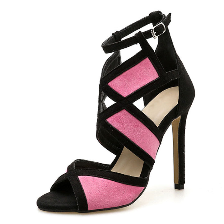 Sexy Mufti-color Buckle Strap Hollow out Open-toe High Heel Sandals 