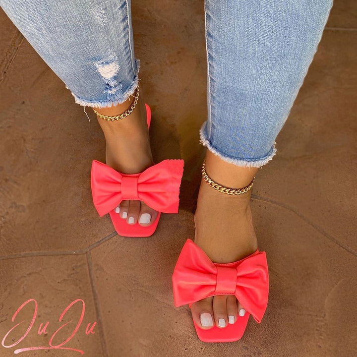 Sexy Pretty All-day-wear Bowknot Open Toe Flat Sandals 