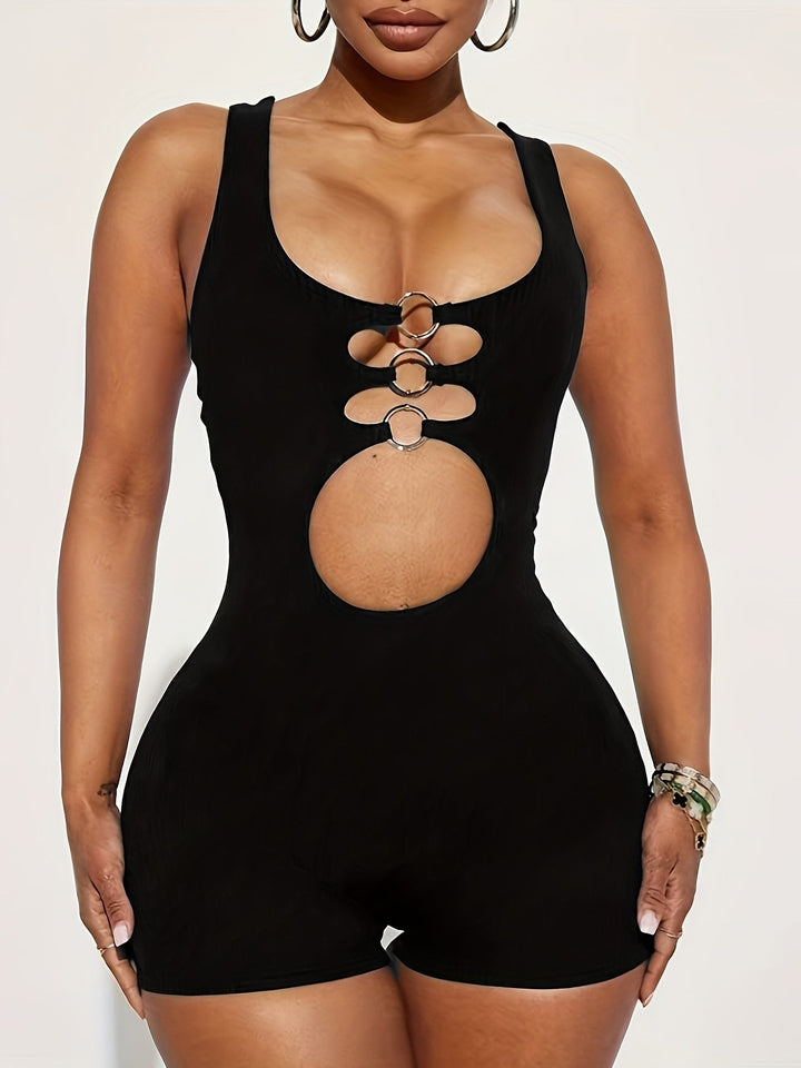 Sexy Seductive Ring Linked Cut Out Sleeveless Bodycon Romper 