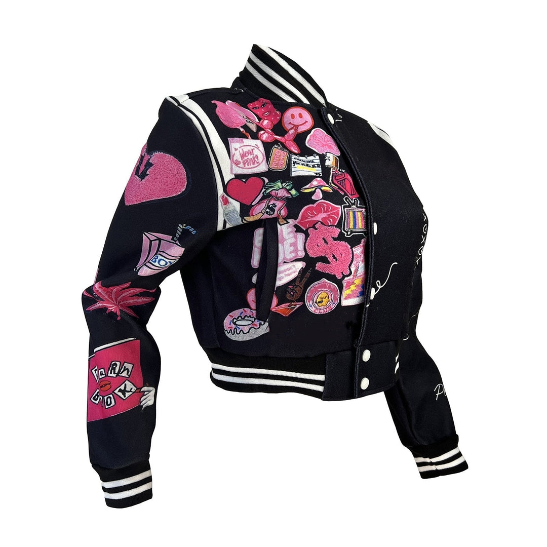 Sexy Y2K One-of-a-kind Patchwork Varsity Jackets in Plus Sizes 