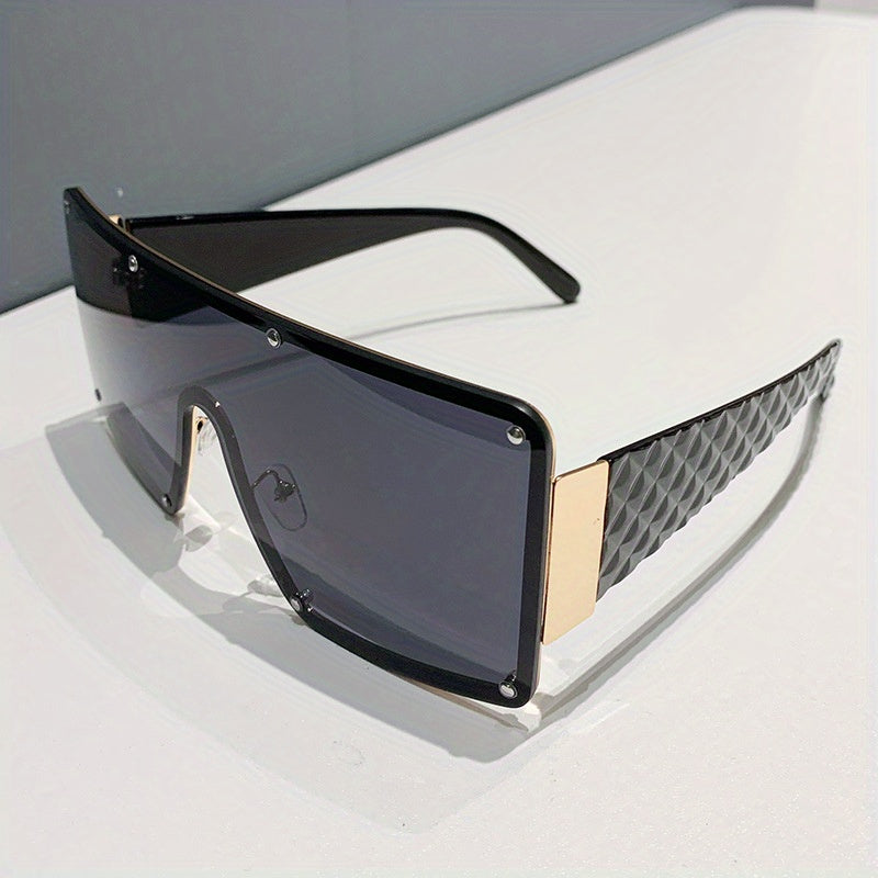 Sexy Y2K Oversized One-piece Frame Rivet Gradient Sunglasses 