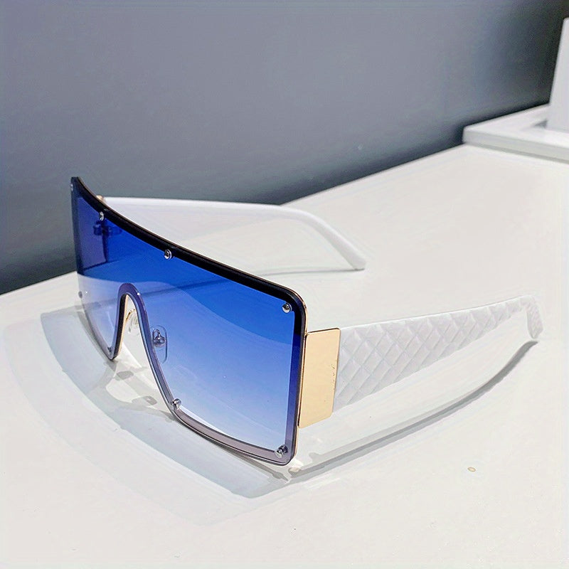 Sexy Y2K Oversized One-piece Frame Rivet Gradient Sunglasses 