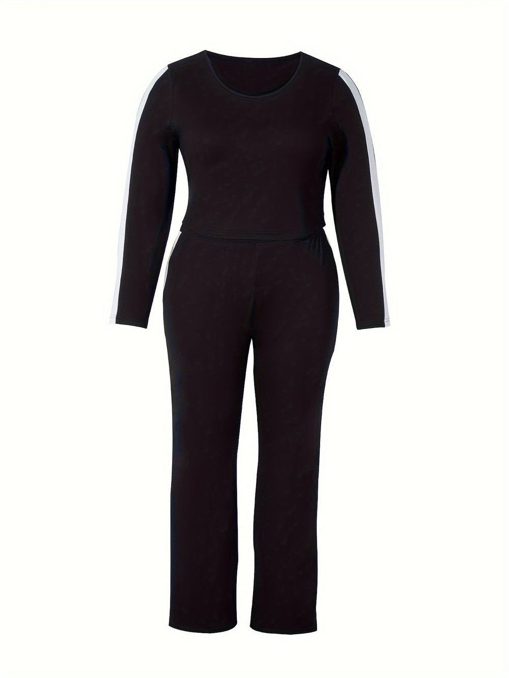 Sexy Striped Long Sleeve Form-fitting Top and Pants Activewear Set - Gen U Us Products