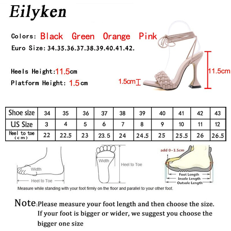 Sexy Weave String Lace Tie Detailing Open Toe Spike Heels Sandals - Gen U Us Products