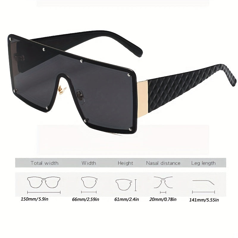 Sexy Y2K Oversized One-piece Frame Rivet Gradient Sunglasses - Gen U Us Products