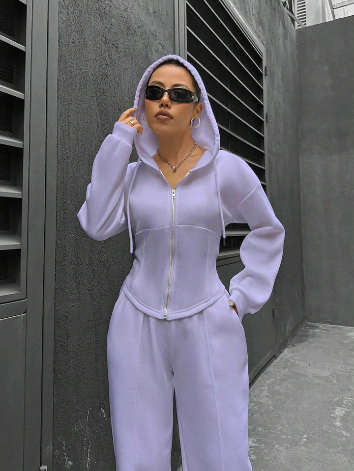 🌈 Versatile Cotton Tracksuits 👩 Hoodie + Flared Pants - Flossy Mom