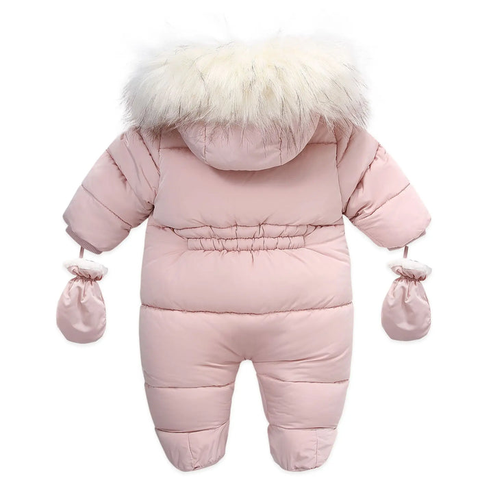 Warm Thick Wool Fur Hood Snow Proof Fleece Down Snowsuits