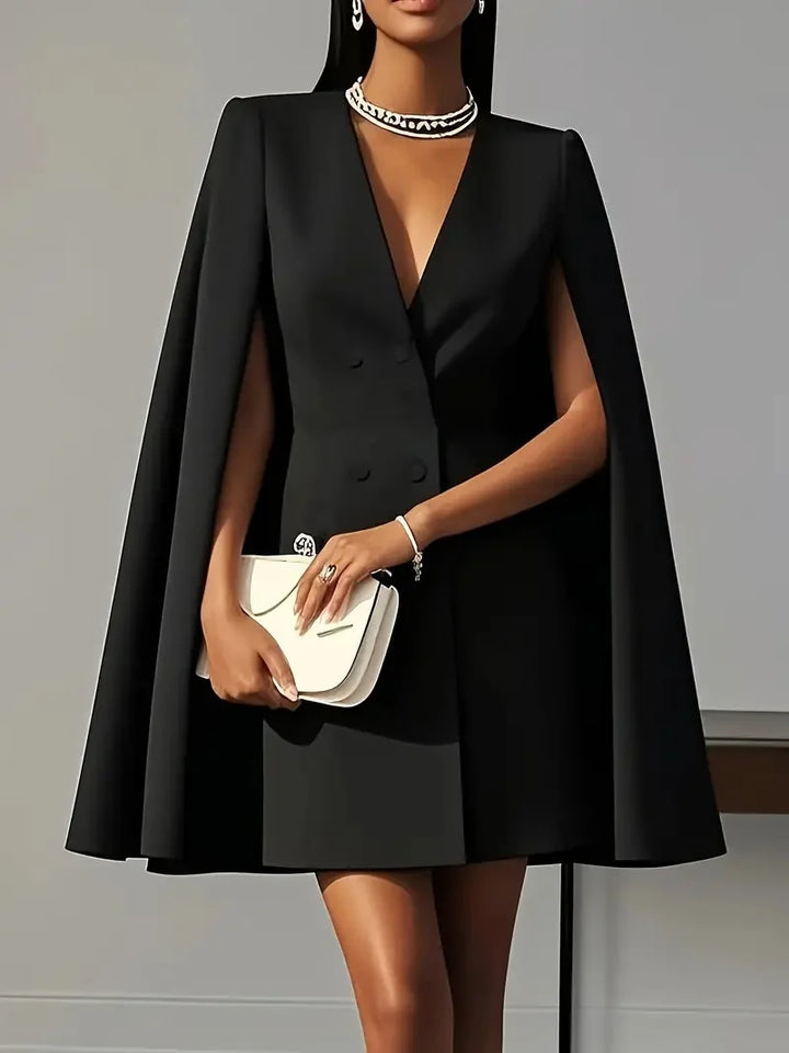 Office Lady Double Breasted Shawl Cloak Dress Suits