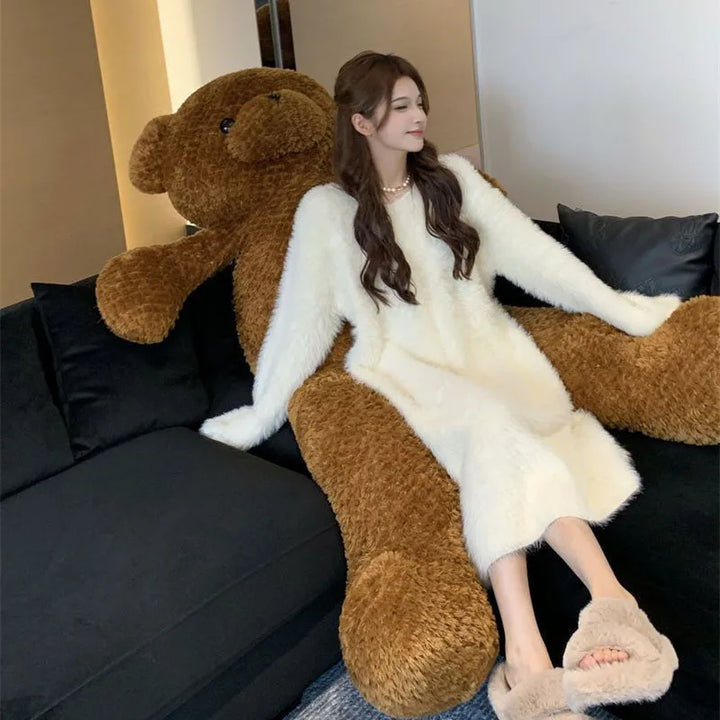 Plush Oversize Soft Knitted Mink Sweater Dresses