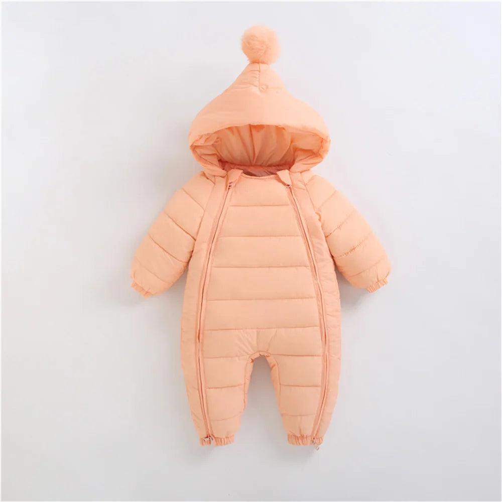 Warm Double Zipper Long Sleeves Hooded Snowsuits