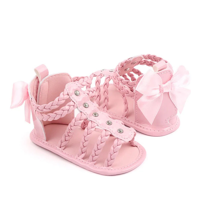Summer Pretty Bow Detail Leather First Walker Princess Sandals