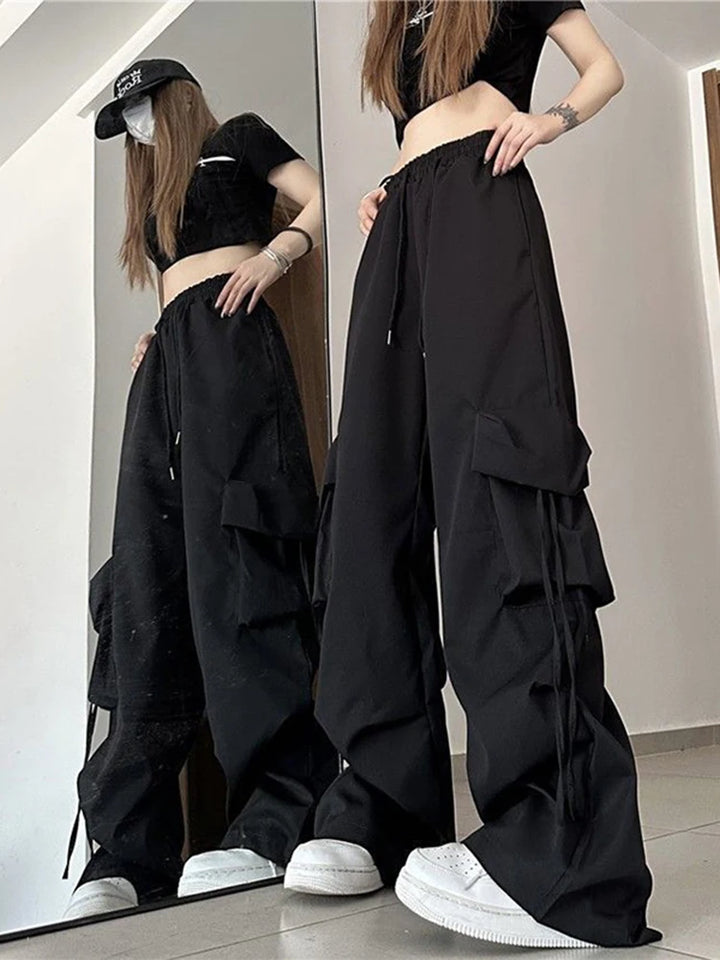 Loose Baggy Cargo Elastic High Waist Pants