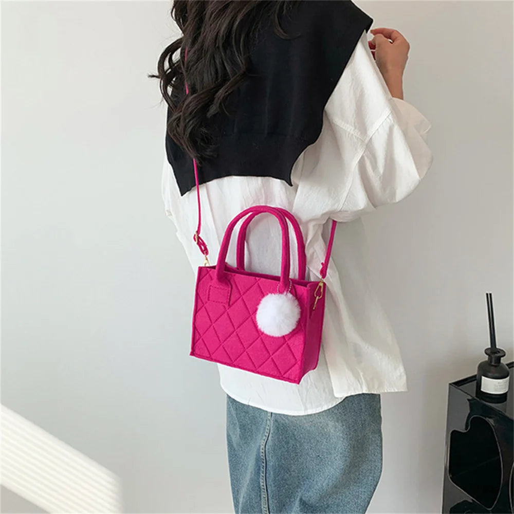 New Casual Simple Versatile Small Square Felt Handbags - Flossy Mom