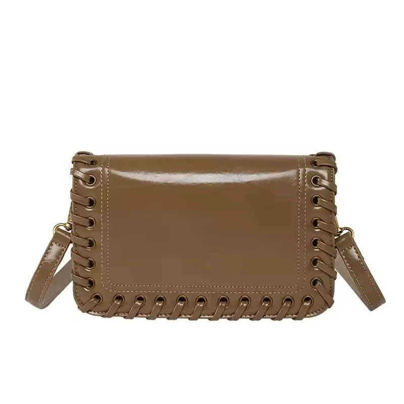 Minimalist Chic PU Leather Weave Flip Design Handbags - Flossy Mom