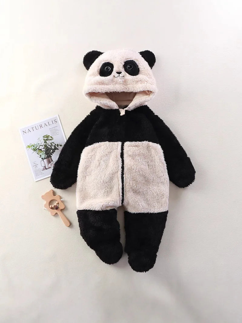 Panda costume for a baby on a white background