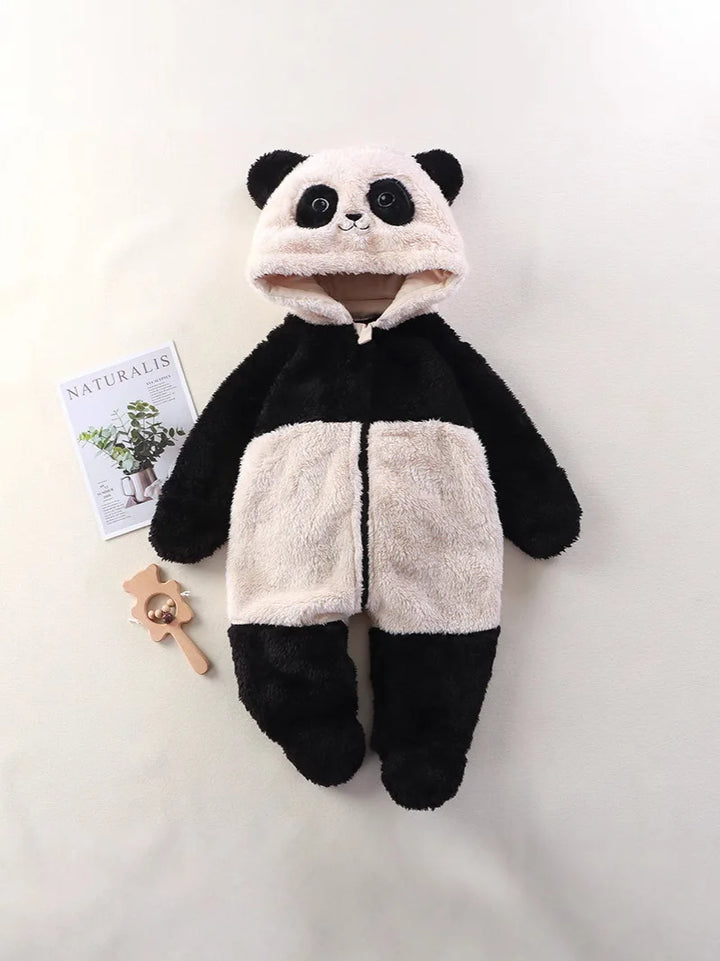 Panda costume for a baby on a white background