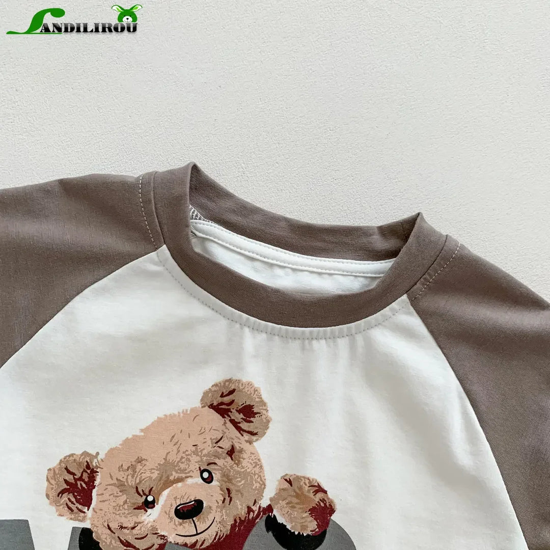 Short Sleeve Teddy Bear Letter Print Soft Cotton Onesies - Gen U Us Products