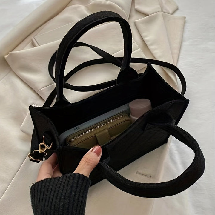 Simple Solid Color Quilted Felt Crossbody Tote Handbags - Gen U Us Products