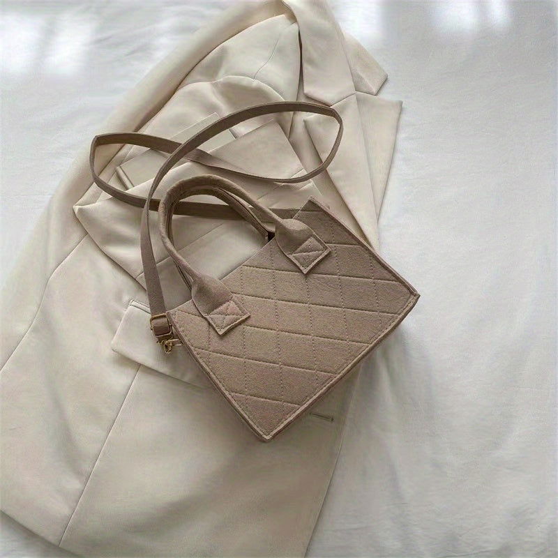 Simple Solid Color Quilted Felt Crossbody Tote Handbags - Gen U Us Products -  