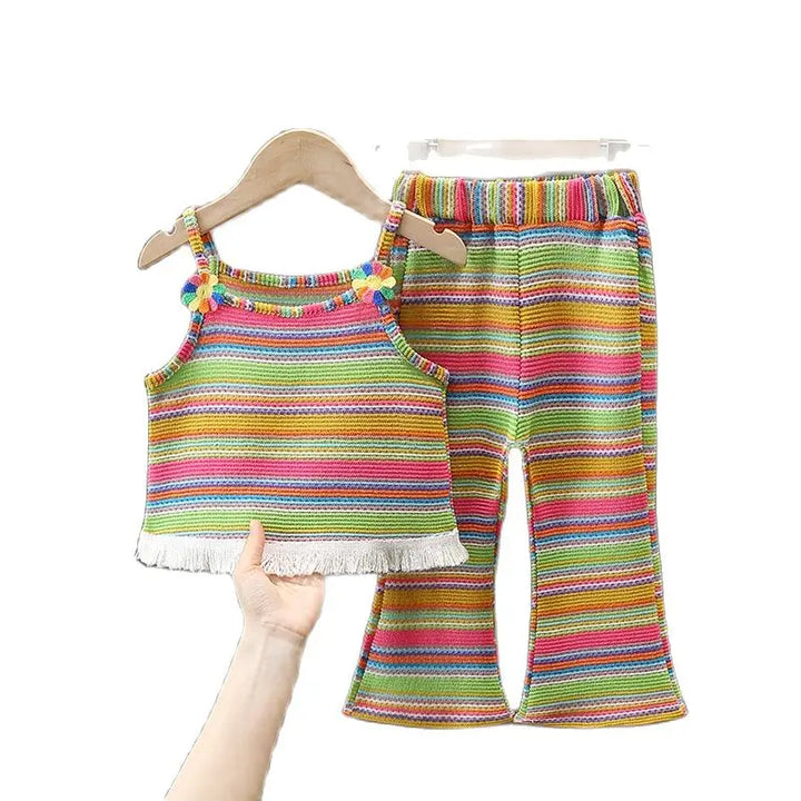 Sleeveless Hippie Stripe Top and Bell Bottom Pants - Gen U Us Products