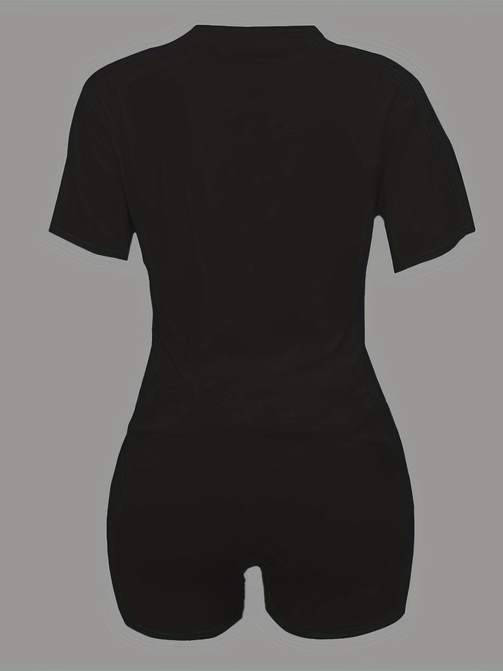 Snug-fit T-shirt with Broken Heart Bear Motif and Shorts S-2XL 