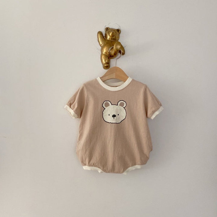 Soft Comfortable Cartoon Bear-themed Rompers for Newborn Boys 