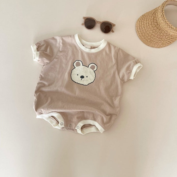 Soft Comfortable Cartoon Bear-themed Rompers for Newborn Boys 