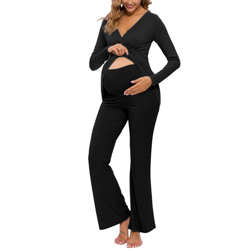 Soft Cotton Blend Maternity Nursing Pajamas in Plus Sizes 