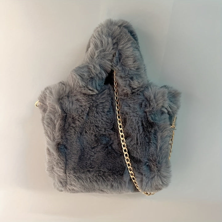 Soft Plush Fuzzy Trendy Winter Shoulder Tote Handbags 