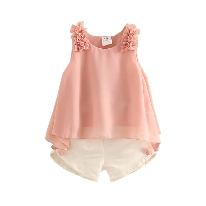 Soft Airy Sleeveless Bow Flower T-shirt and Shorts Outfits - Gen U Us Products