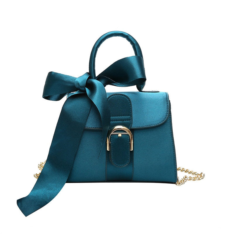 Soft Velvet Top-handle Bowknot Chain Handbags - Gen U Us Products