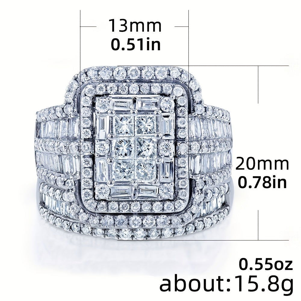 Sparkling Shining Zircon Stacking Silver Rings - Gen U Us Products -  