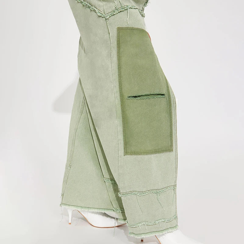 Sporadic Stitch Torn Patchwork High Waist Baggy High Slit Skirts - Gen U Us Products