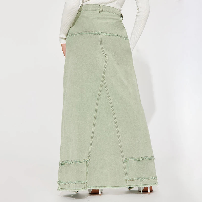 Sporadic Stitch Torn Patchwork High Waist Baggy High Slit Skirts - Gen U Us Products