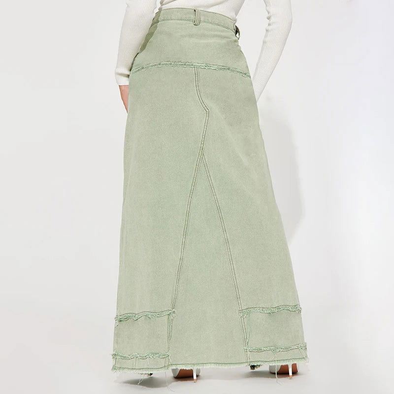 Sporadic Stitch Torn Patchwork High Waist Baggy High Slit Skirts - Gen U Us Products -  