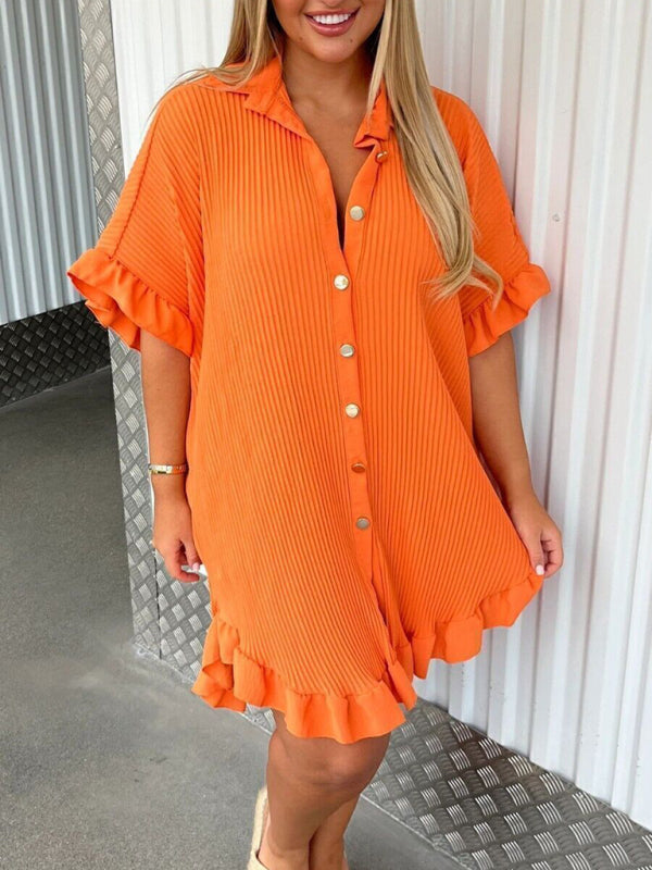 Stunning Irregular Sleeve Ruffle Big Swing Shirt Dresses - Gen U Us Products