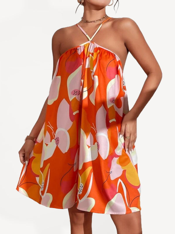 Stunning Sleeveless Spaghetti Straps Tropical Print Dresses - Gen U Us Products
