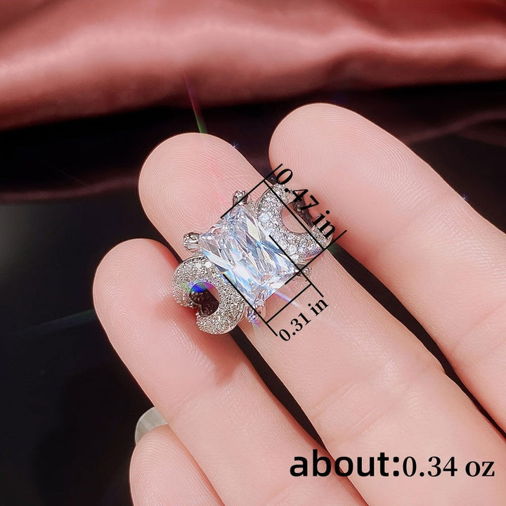 Stunning Large Multi Layer Square Zircon Silver Plated Ring - Gen U Us Products -  