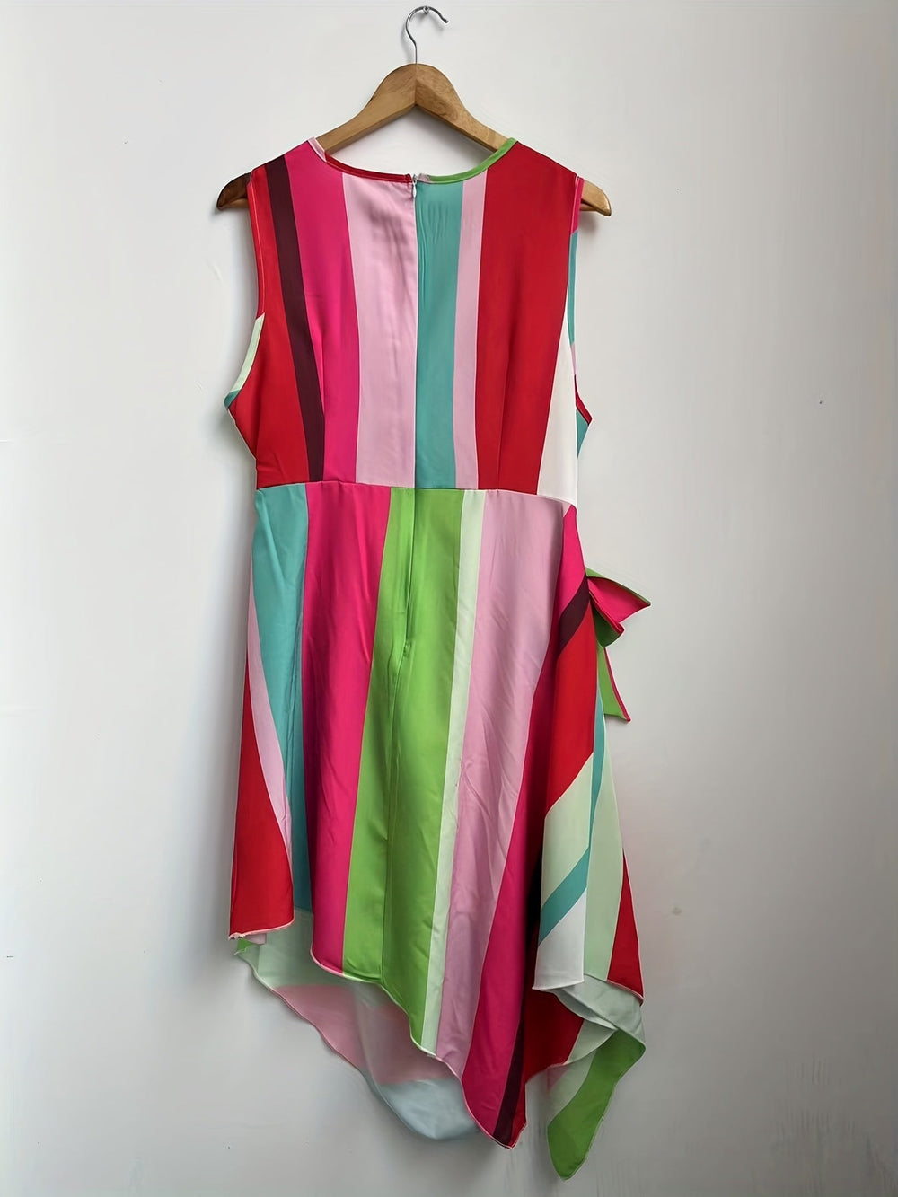 Stylish Color Block Design Strapless Asymmetrical Dress 