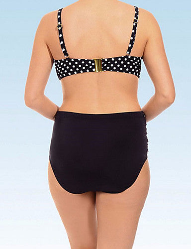 Stylish Polka Dot Split Sides Bikini Swimsuits in Plus Size 