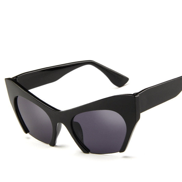 Stylish Transparent Half Frame Cat Eye Sunglasses 