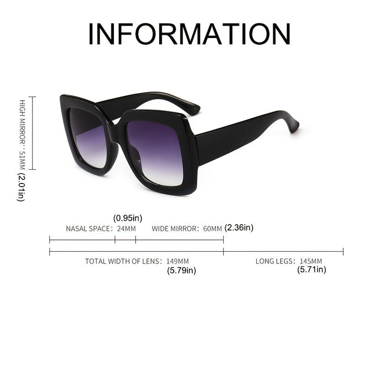 Stylish UV Protective Colorful Oversized Square Frame Sunglasses 