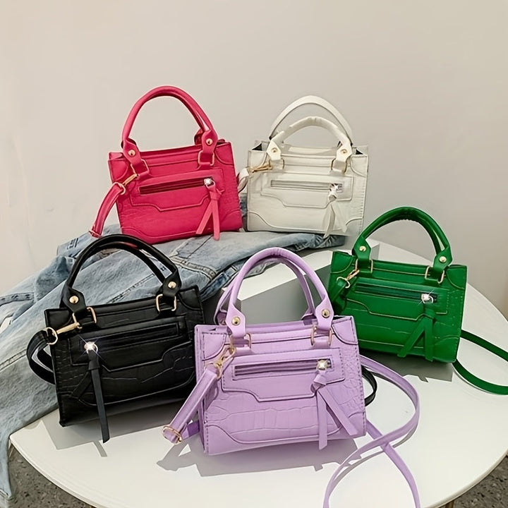 Stylish Solid Color PU Leather Top Handle Crossbody Handbags - Gen U Us Products