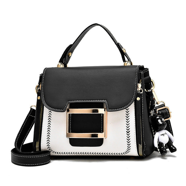 Stylish Trendy Two Tone Top Handle Faux Leather Handbags - Gen U Us Products