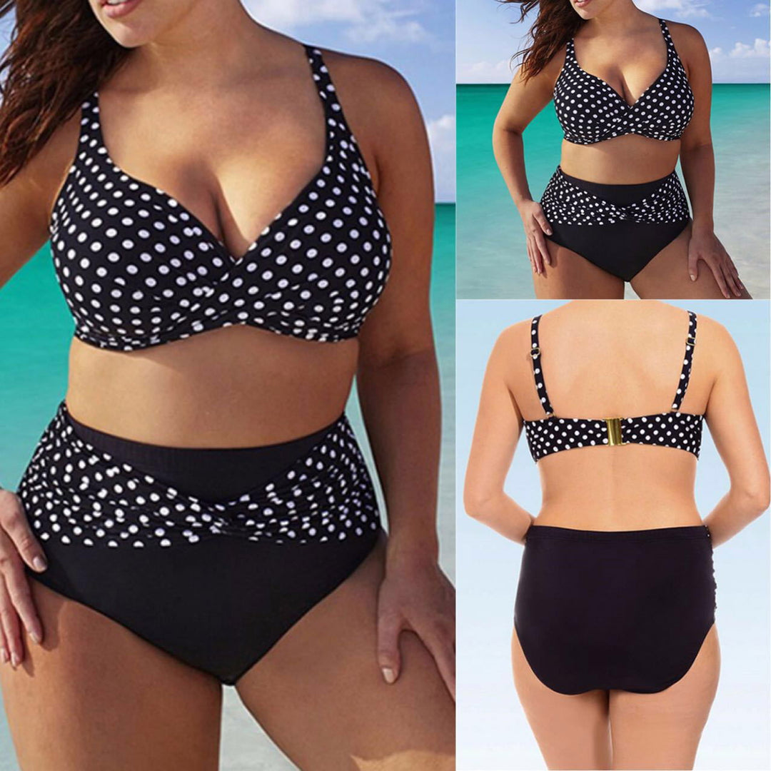 Stylish Polka Dot Split Sides Bikini Swimsuits in Plus Size - Gen U Us Products -  
