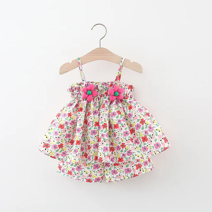 Summer Adorable Flower Design Top and Shorts Outfit - Gen U Us Products